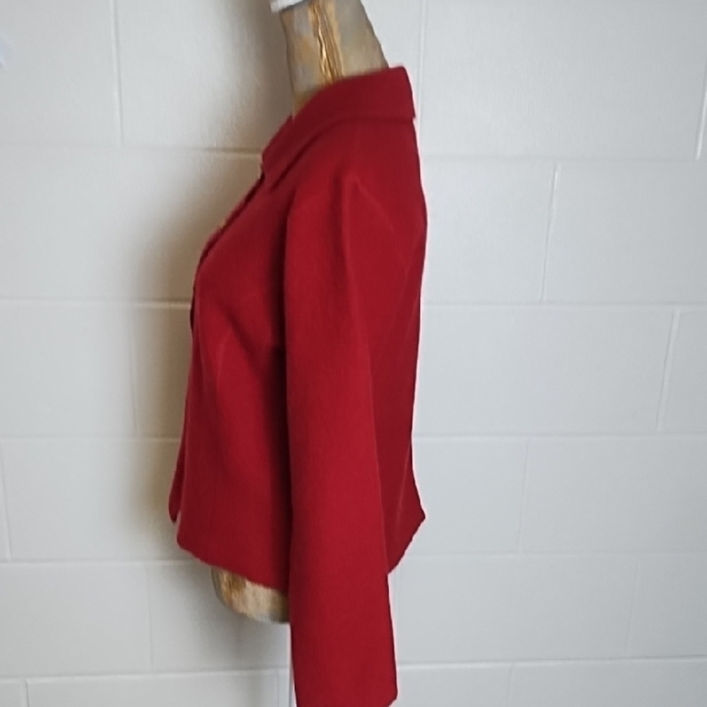 Dark Red Wool Cardigan with Gold Buttons - Picture 13 of 15